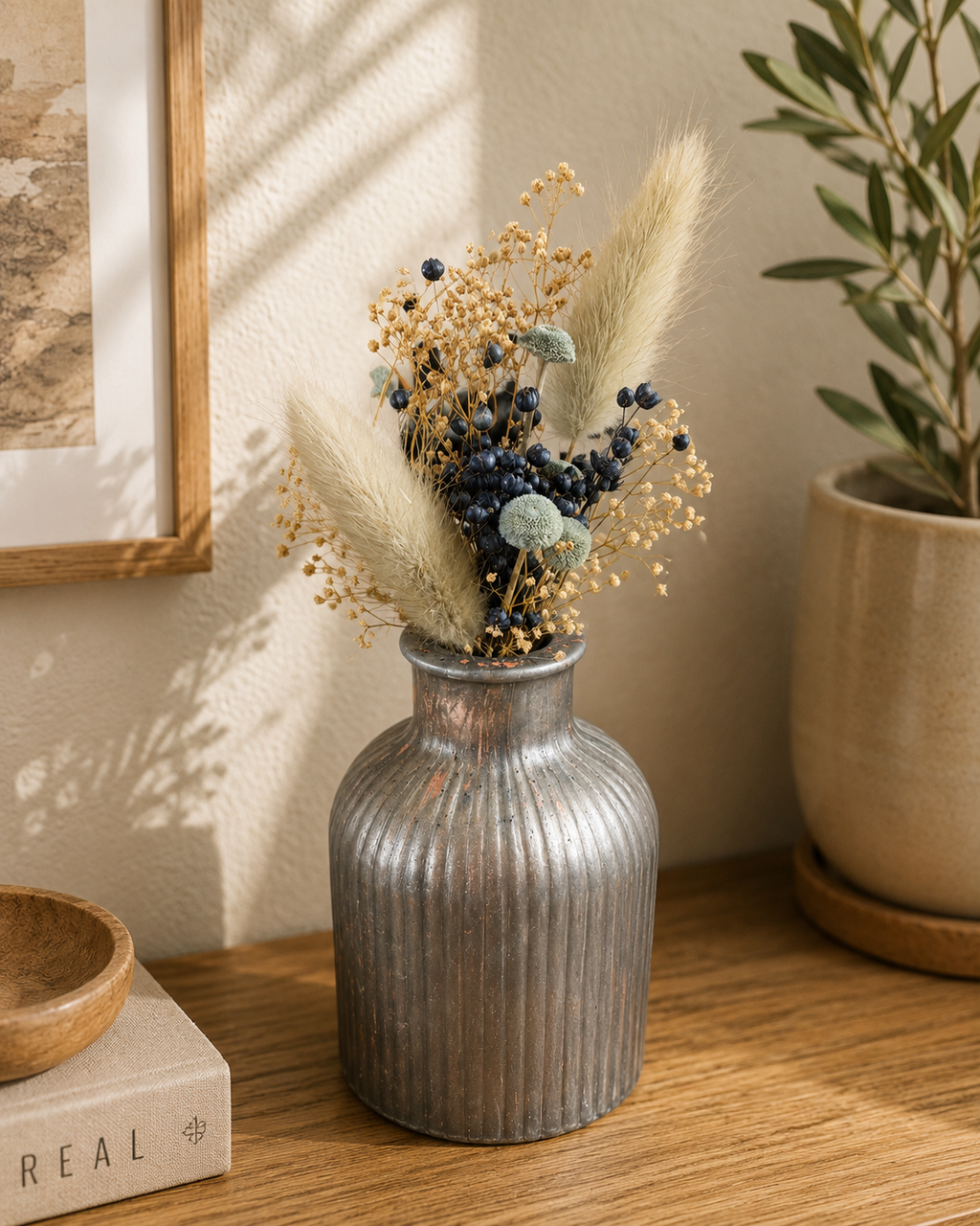 Ribbed Vintage Glass Bud Vase
