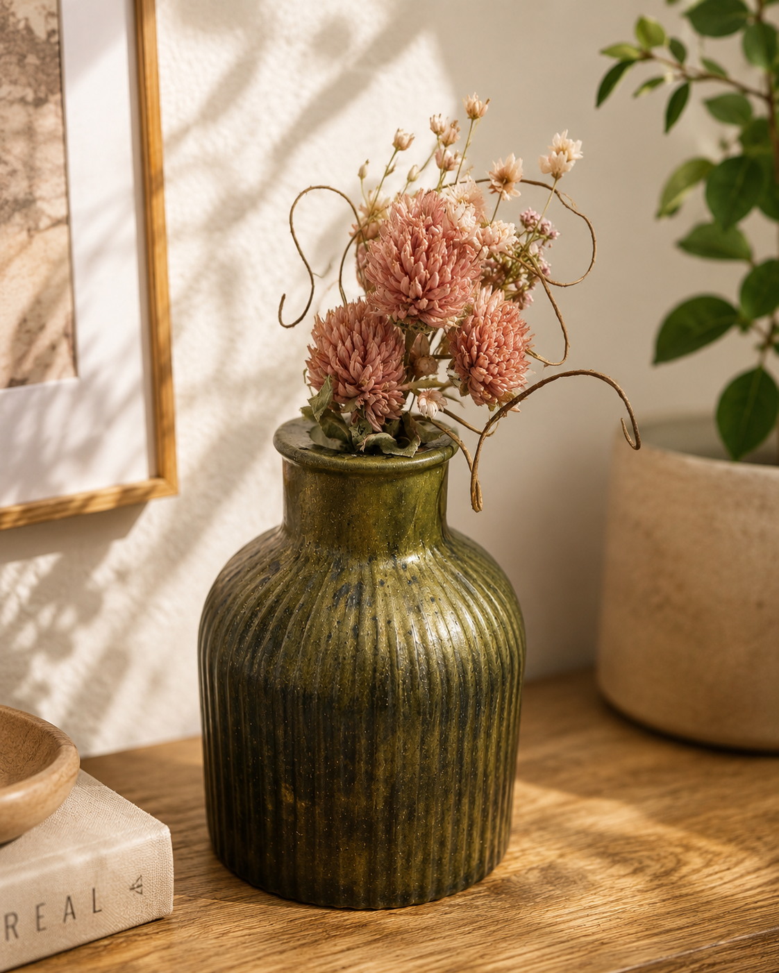 Ribbed Vintage Glass Bud Vase