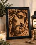 Wood Engraved Jesus Portrait - Crown of Thorns - 9x12 One of a Kind