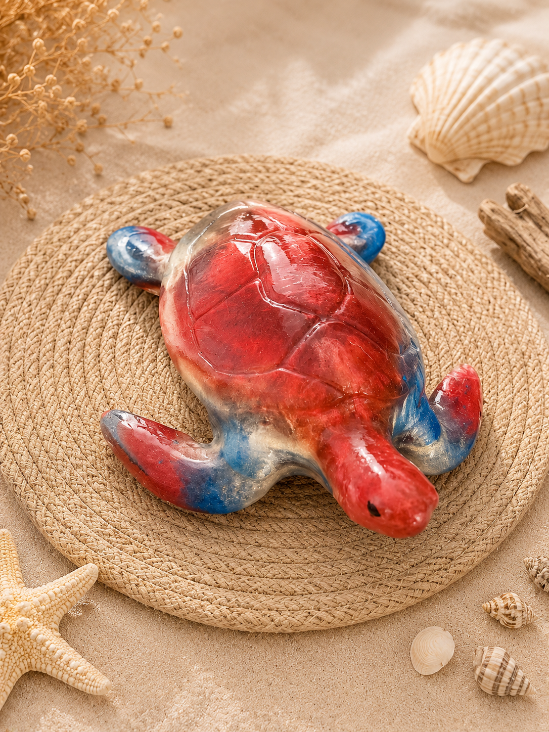 Crimson Tide Resin Sea Turtle Sculpture