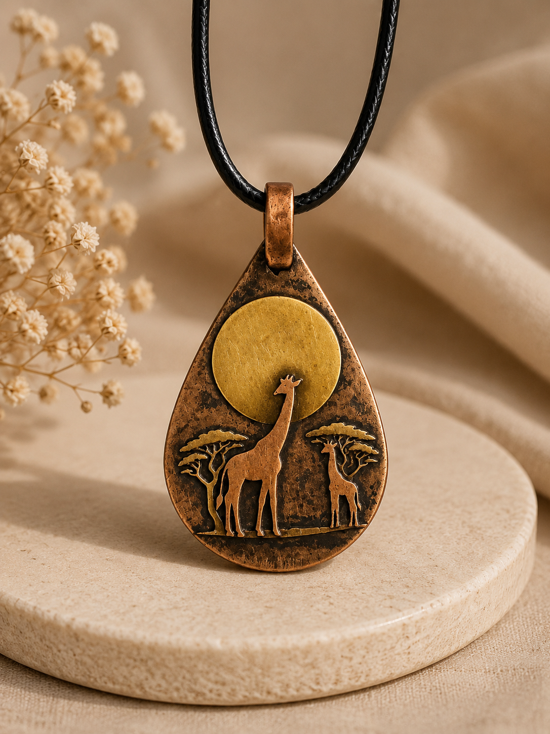 Savanna Sunset Giraffe Pendant Necklace