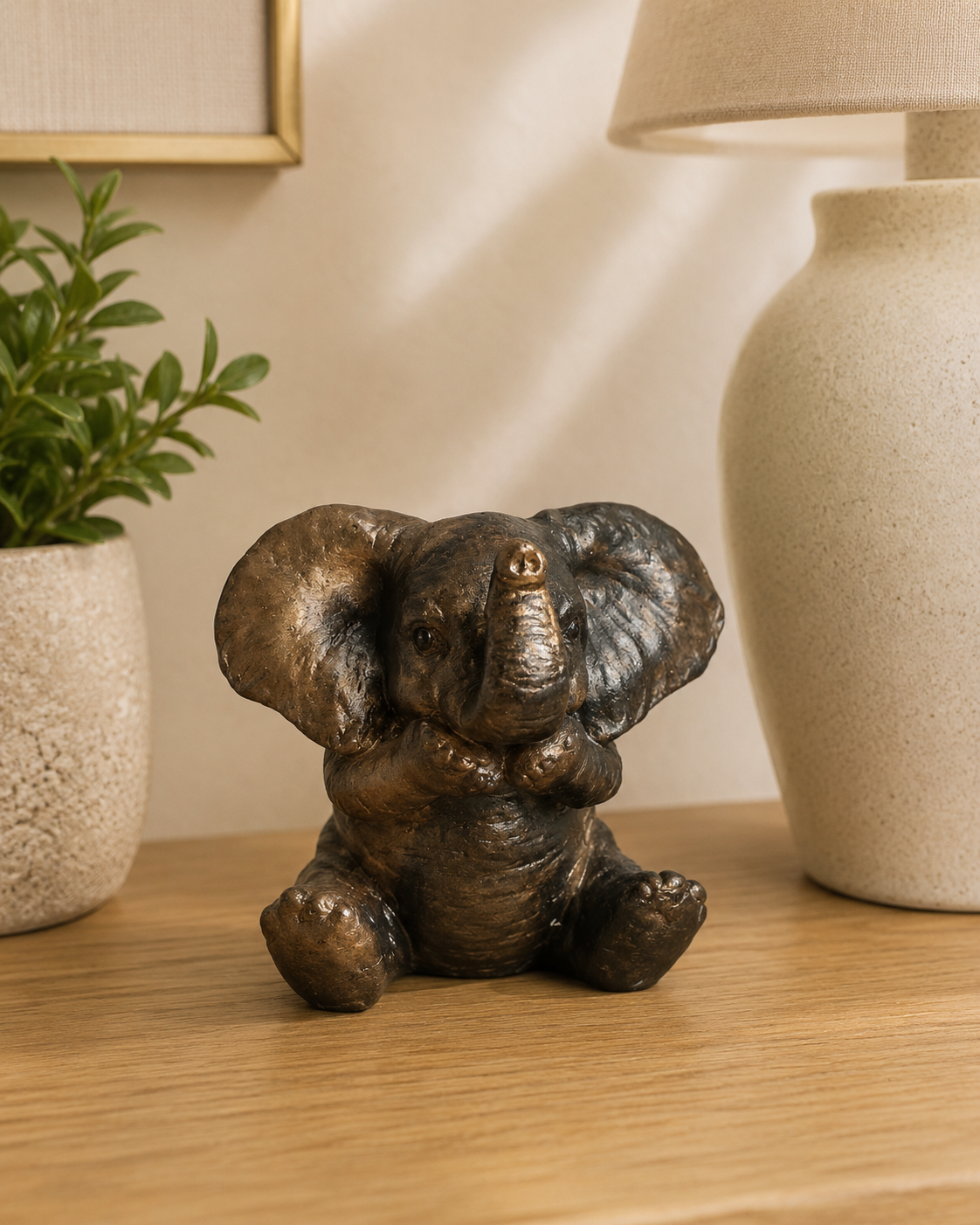 Bronze Baby Elephant Figurine