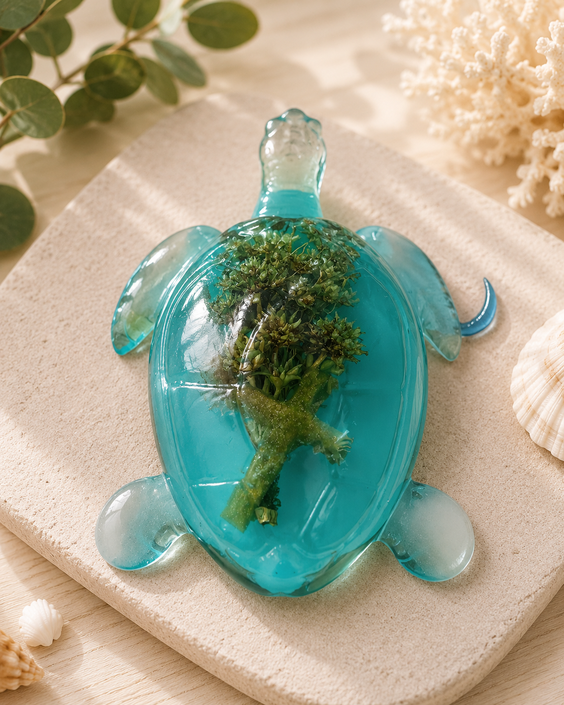 Ocean Bloom Resin Sea Turtle