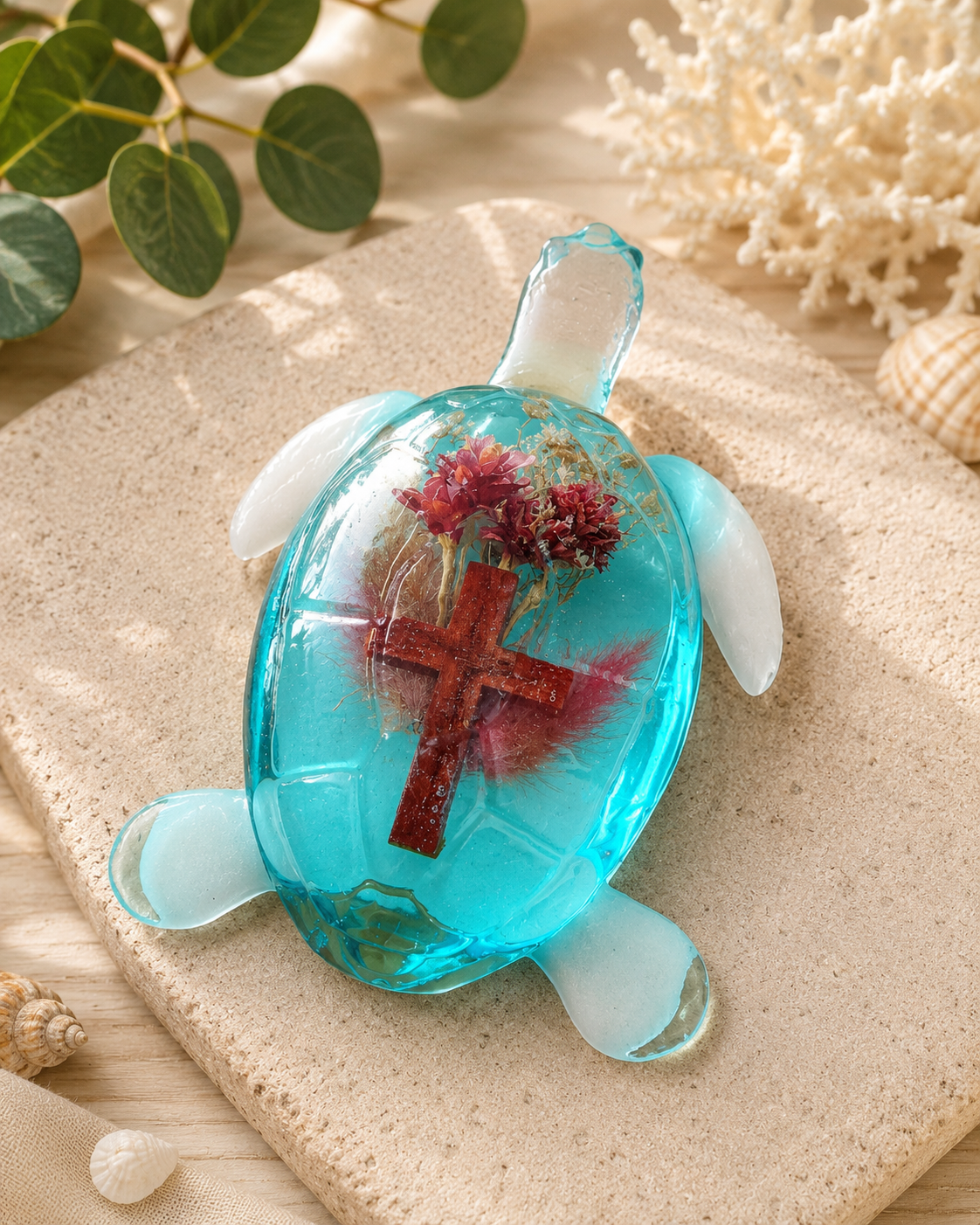 Faith Waters Resin Sea Turtle with Cross