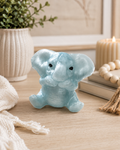 Blue Baby Elephant Resin Figurine