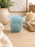 Blue Highland Cow Resin Figurine