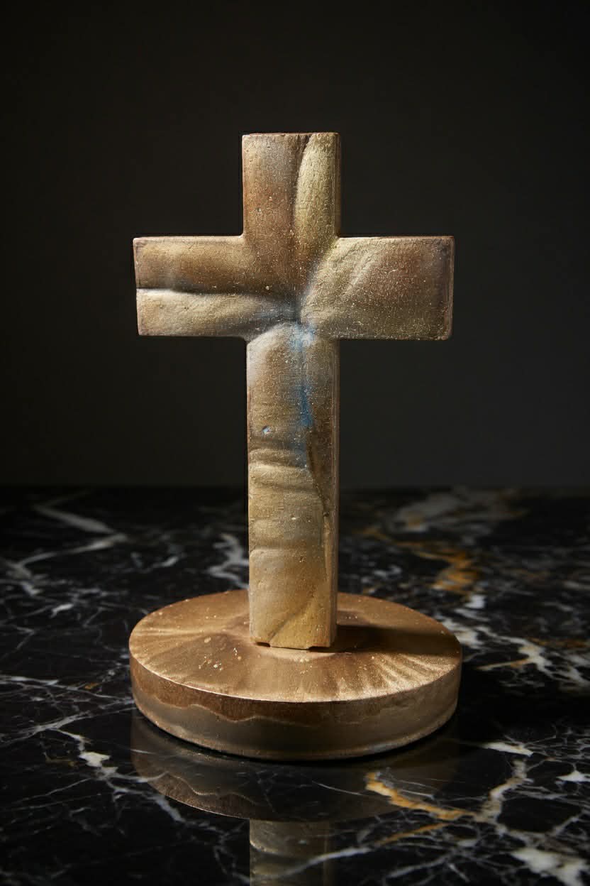 Handcrafted Iridescent Resin Cross - Christian Faith Decor Gift